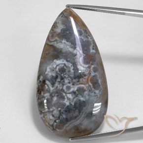44.98ct طبيعي متعدد الألوان يشب أو جاسبر, شكل الكمثرى, غير شفاف