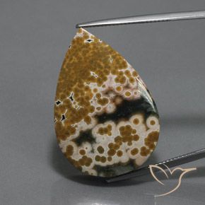 34.46ct طبيعي متعدد الألوان يشب أو جاسبر, شكل الكمثرى, غير شفاف