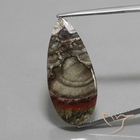 16.94ct طبيعي متعدد الألوان يشب أو جاسبر, شكل الكمثرى, غير شفاف