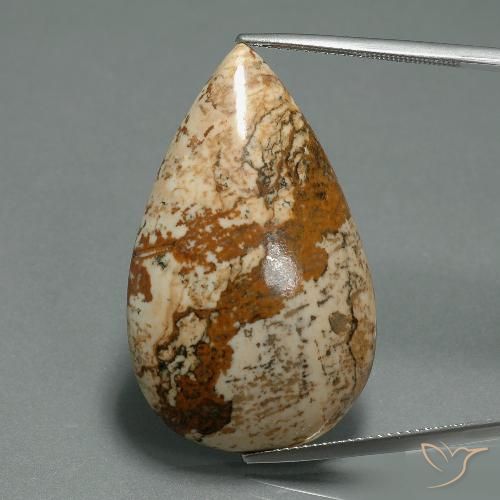 33.42ct طبيعي متعدد الألوان يشب أو جاسبر, شكل الكمثرى, غير شفاف