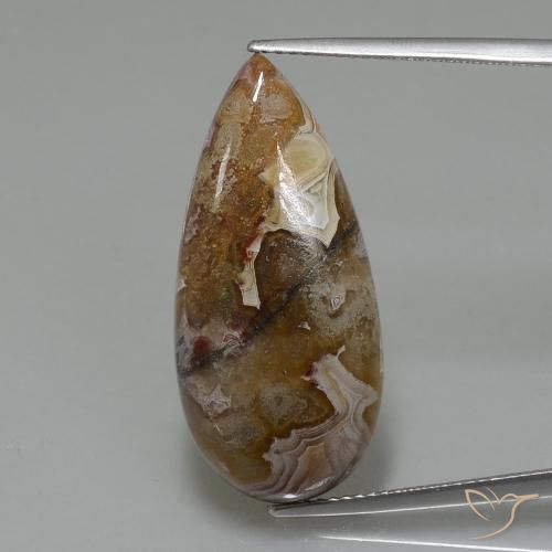 15.06ct طبيعي متعدد الألوان يشب أو جاسبر, شكل الكمثرى, غير شفاف