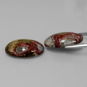 أحجار يشب أو جاسبر متعدد الألوان طبيعية، قصة بيضاوى، غير شفاف، وزنها  قيراط