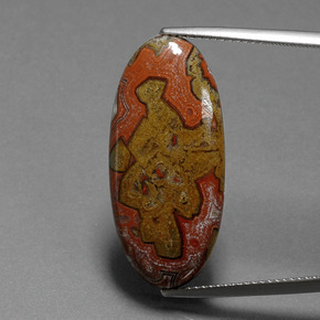 يشب متعدد الألوان طبيعي، قصة بيضاوى، 14.86 قيراط، غير شفاف