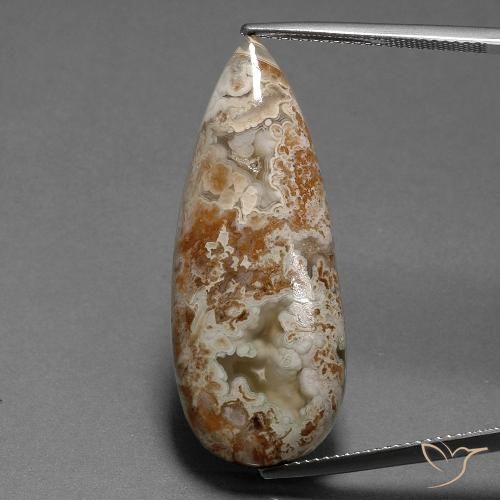 19.58ct طبيعي متعدد الألوان يشب أو جاسبر, شكل الكمثرى, غير شفاف