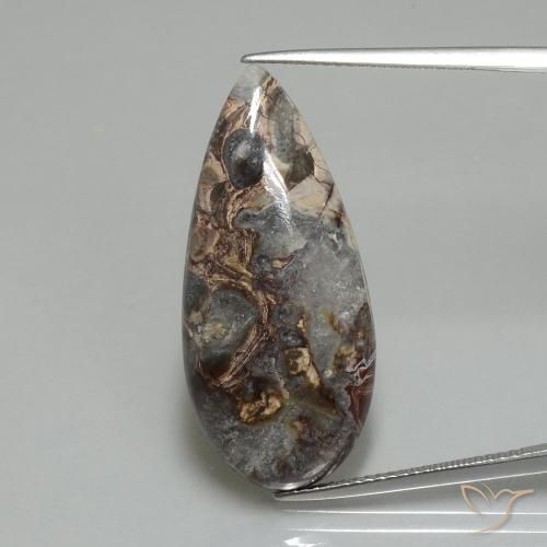 15.05ct طبيعي متعدد الألوان يشب أو جاسبر, شكل الكمثرى, غير شفاف
