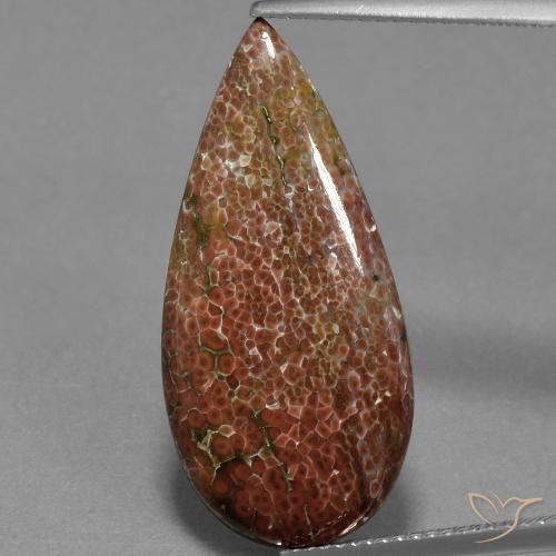 9.57ct طبيعي متعدد الألوان يشب أو جاسبر, شكل الكمثرى, غير شفاف
