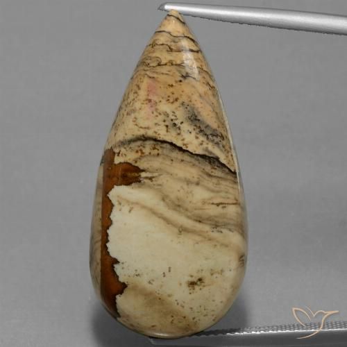 26.95ct طبيعي متعدد الألوان يشب أو جاسبر, شكل الكمثرى, غير شفاف