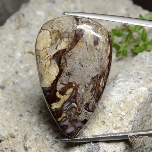 37.59ct طبيعي متعدد الألوان يشب أو جاسبر, شكل الكمثرى, غير شفاف