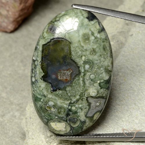 31.92ct طبيعي متعدد الألوان يشب أو جاسبر, بيضوي, غير شفاف