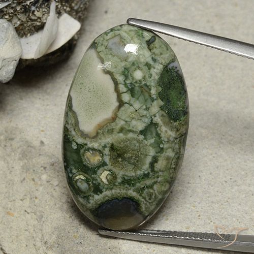 25.95ct طبيعي متعدد الألوان يشب أو جاسبر, بيضوي, غير شفاف