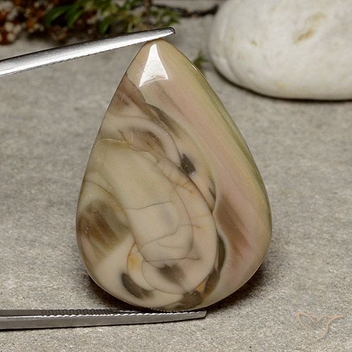 32.33ct طبيعي متعدد الألوان يشب أو جاسبر, شكل الكمثرى, غير شفاف