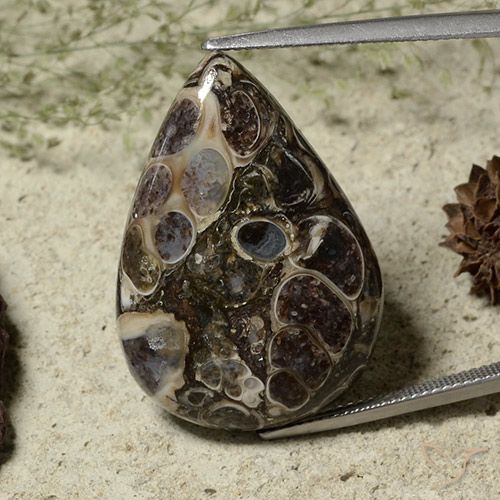 25.71ct طبيعي متعدد الألوان يشب أو جاسبر, شكل الكمثرى, غير شفاف
