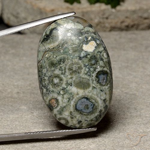 28.65ct طبيعي متعدد الألوان يشب أو جاسبر, بيضوي, غير شفاف