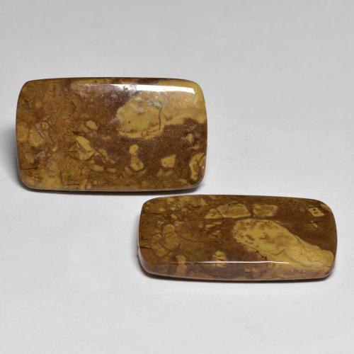 أحجار يشب أو جاسبر متعدد الألوان طبيعية، قطع وسادة، غير شفاف، وزنها 26.16 قيراط