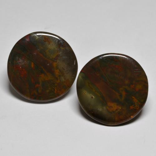 أحجار يشب أو جاسبر متعدد الألوان طبيعية، قصة دائرى، غير شفاف، وزنها 21.11 قيراط