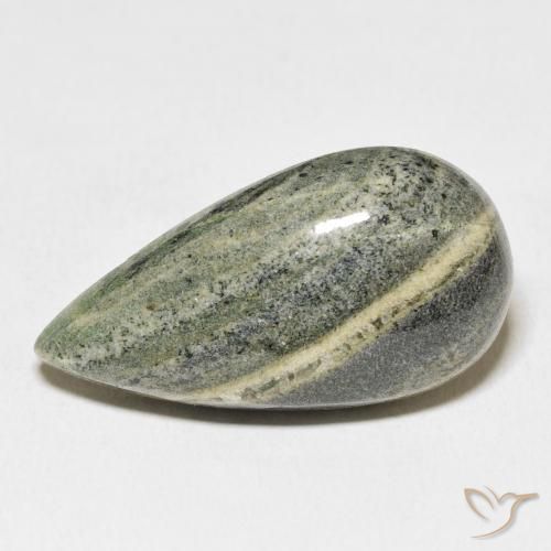 25.49ct طبيعي متعدد الألوان يشب أو جاسبر, شكل الكمثرى, غير شفاف