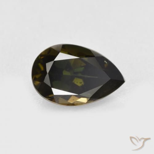 1.05ct طبيعي بني مخضر كورنيروبين, شكل الكمثرى, VVS-VS