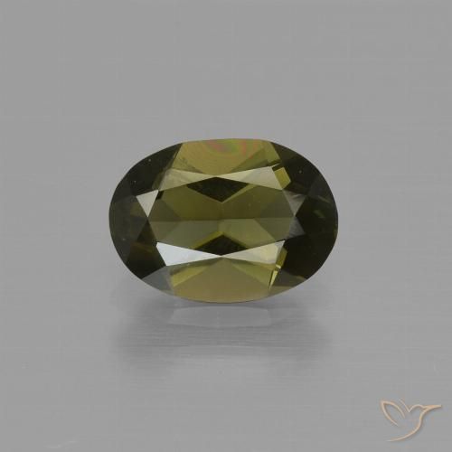1.14ct طبيعي بني مخضر كورنيروبين, بيضوي, VVS-VS