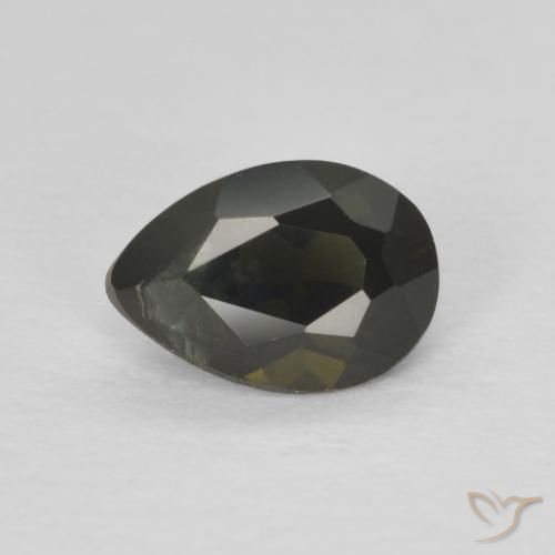 0.42ct طبيعي أخضر ترابى غامق كورنيروبين, شكل الكمثرى, قليلا جدا
