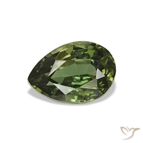كورنيروبين طبيعي بلون Medium Dark-Green، وزن ‎0.77‎ قيراط، شكل شكل الكمثرى، مقاس ‎6.6x4.6‎ مم