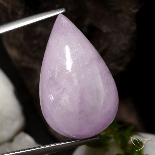 18.29ct طبيعي وردى فاتح-متوسط كونزيت, شكل الكمثرى, نصف شفاف