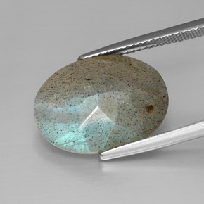 لابرادوريت متعدد الألوان طبيعي، قصة بيضاوى، 10.56 قيراط، غير شفاف