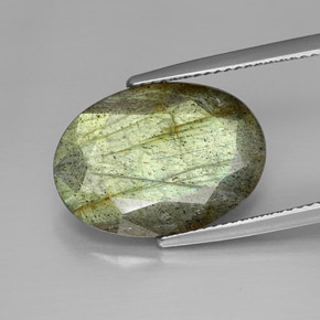 لابرادوريت متعدد الألوان طبيعي، قصة بيضاوى، 9.85 قيراط، غير شفاف