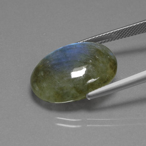لابرادوريت شين أزرق رمادى طبيعي، قصة بيضاوى، 15.85 قيراط، نصف شفاف
