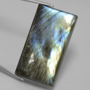 لابرادوريت شين أزرق رمادى طبيعي، باجيت، 60.12 قيراط، نصف شفاف