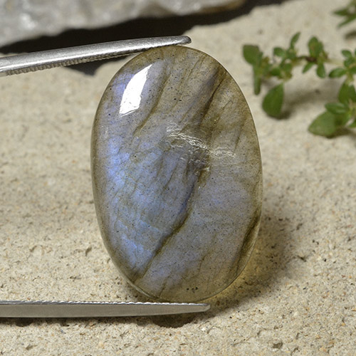 لابرادوريت متعدد الألوان طبيعي، قصة بيضاوى، 19.67 قيراط، نصف شفاف