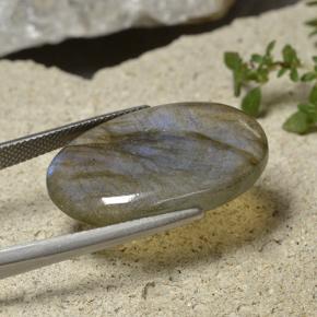 لابرادوريت متعدد الألوان طبيعي، قصة بيضاوى، 19.67 قيراط، نصف شفاف