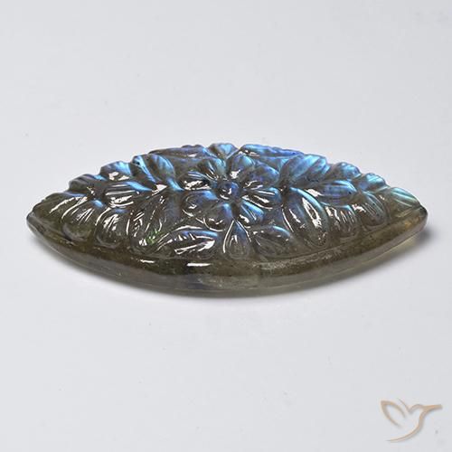 لابرادوريت متعدد الألوان طبيعي، ماركيز، 23.59 قيراط، نصف شفاف