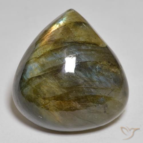 28.38ct طبيعي متعدد الألوان لابرادوريت, شكل الكمثرى, غير شفاف