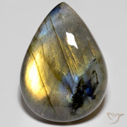 39.55ct طبيعي متعدد الألوان لابرادوريت, شكل الكمثرى, غير شفاف