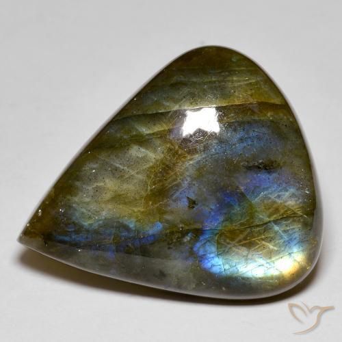 40.89ct طبيعي متعدد الألوان لابرادوريت, شكل الكمثرى, غير شفاف