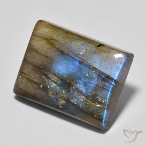 10.84ct طبيعي متعدد الألوان لابرادوريت, باجيت, نصف شفاف