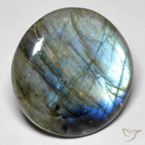 31.27ct طبيعي متعدد الألوان لابرادوريت, دائري, نصف شفاف