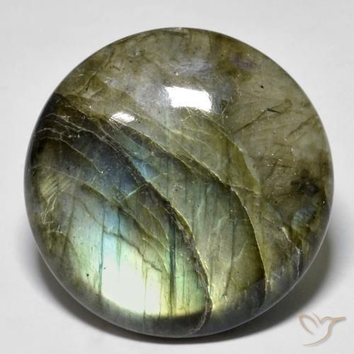 30.85ct طبيعي متعدد الألوان لابرادوريت, دائري, نصف شفاف