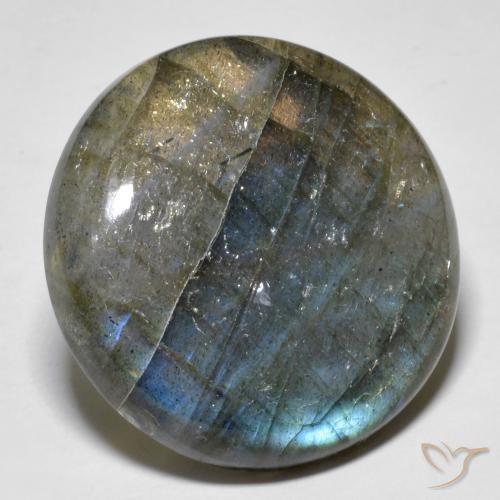 34.78ct طبيعي متعدد الألوان لابرادوريت, دائري, نصف شفاف