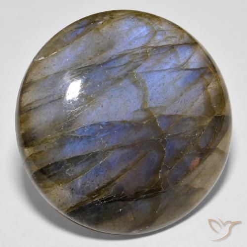 33.19ct طبيعي متعدد الألوان لابرادوريت, دائري, نصف شفاف