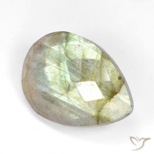 11.53ct طبيعي متعدد الألوان لابرادوريت, شكل الكمثرى, نصف شفاف