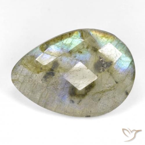 11.15ct طبيعي متعدد الألوان لابرادوريت, شكل الكمثرى, نصف شفاف