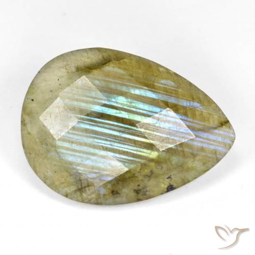 9.93ct طبيعي متعدد الألوان لابرادوريت, شكل الكمثرى, نصف شفاف