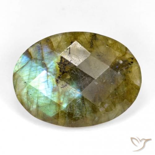 11.59ct طبيعي متعدد الألوان لابرادوريت, بيضوي, نصف شفاف