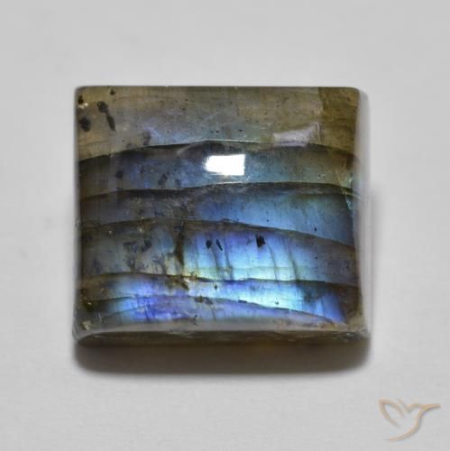 8.93ct طبيعي متعدد الألوان لابرادوريت, مربع, نصف شفاف