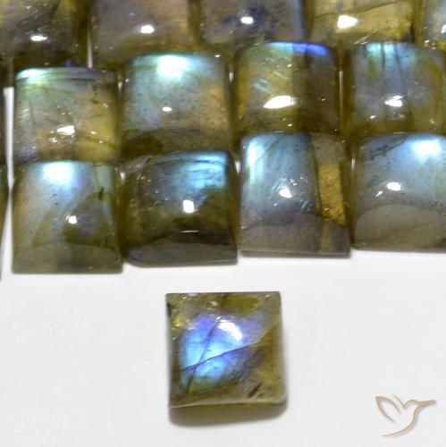 1.46ct طبيعي متعدد الألوان لابرادوريت, مربع, نصف شفاف