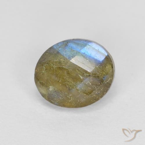 1.26ct طبيعي متعدد الألوان لابرادوريت, بيضوي, نصف شفاف