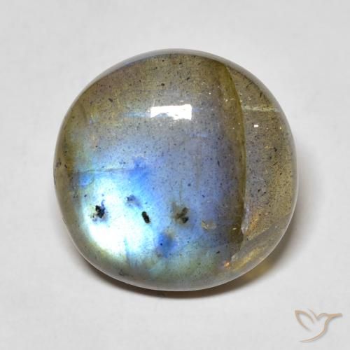 12.68ct طبيعي متعدد الألوان لابرادوريت, دائري, نصف شفاف