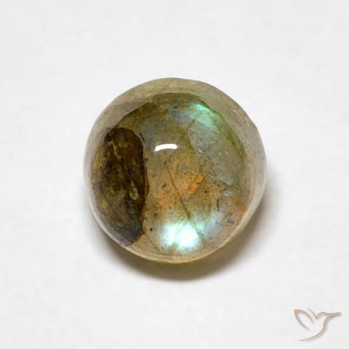 0.80ct طبيعي متعدد الألوان لابرادوريت, دائري, نصف شفاف