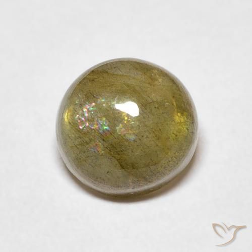 1.65ct طبيعي متعدد الألوان لابرادوريت, دائري, نصف شفاف
